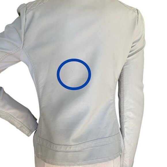 Black Rivet Faux/Vegan Leather Zip Moto Jacket Sz M Taupe Beige #78F - Picture 7 of 10